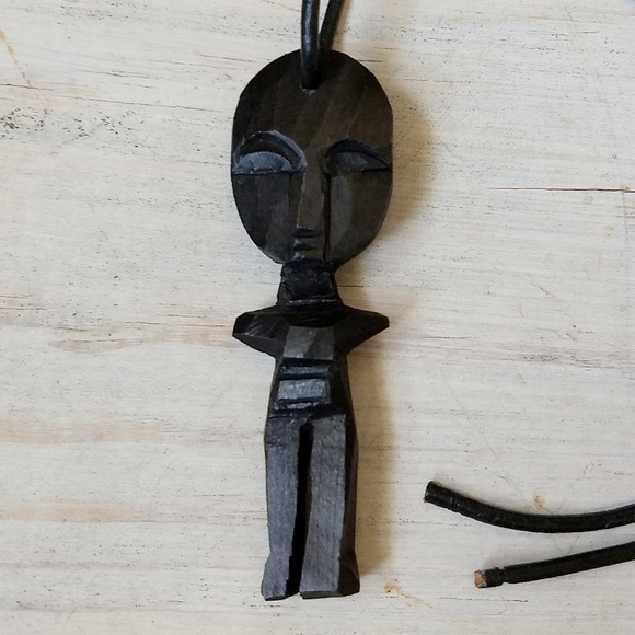 KENYA Ashante Ebony Vintage Wood Doll Pendent - Picture 3 of 8